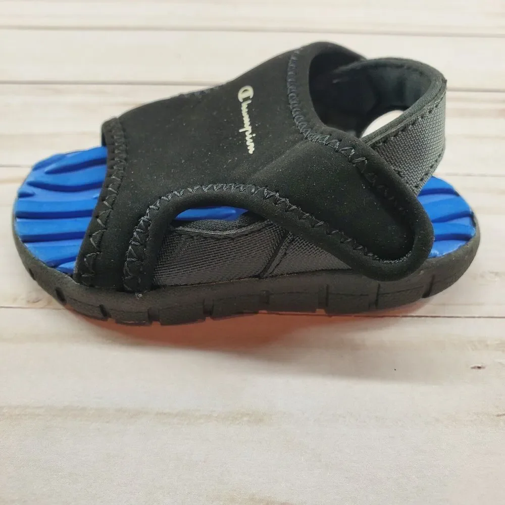 Champion Toddler Unisex 3W Water Shoes Open Toe Strap‎ Easy Access Black Blue